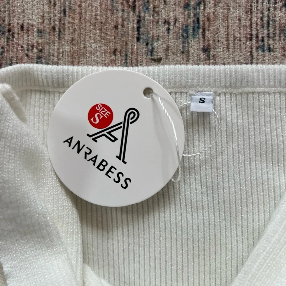 Anrabess Womens Sweater Knit Elegant White Knotted Tank Top - Picture 3 of 3
